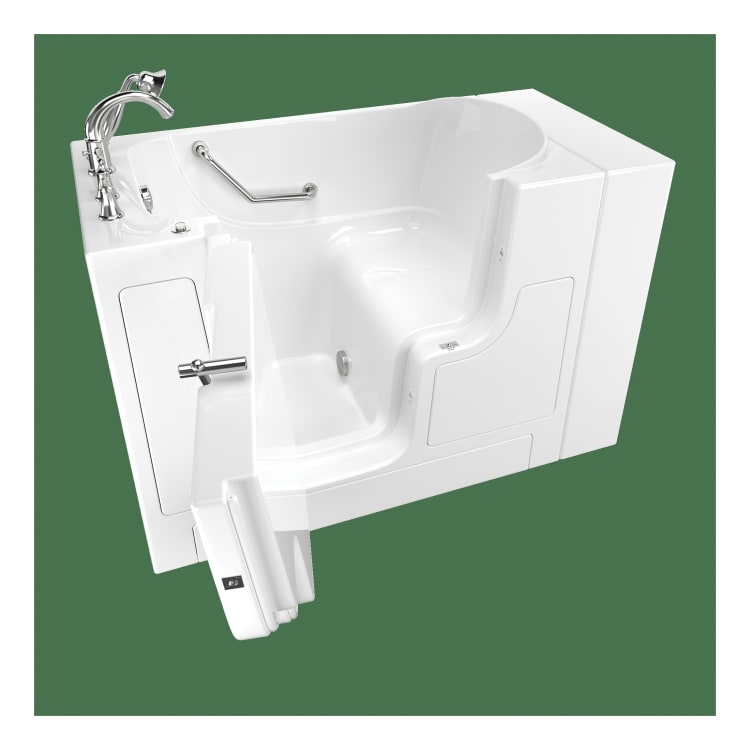 American Standard 3052OD.709.SLW-PC Gelcoat Value Gelcoat WIT Bathtub With Faucet, Soaking, Rectangular Shape, 52 in L x 30 in W, Left Hand Drain, Polished Chrome/White