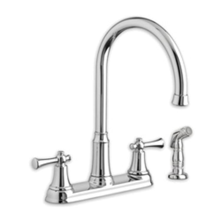 American Standard 4285551F15.002 Portsmouth® Kitchen Faucet With Side Spray, 1.5 gpm, 4 Faucet Holes, 2 Handles, Polished Chrome, Import