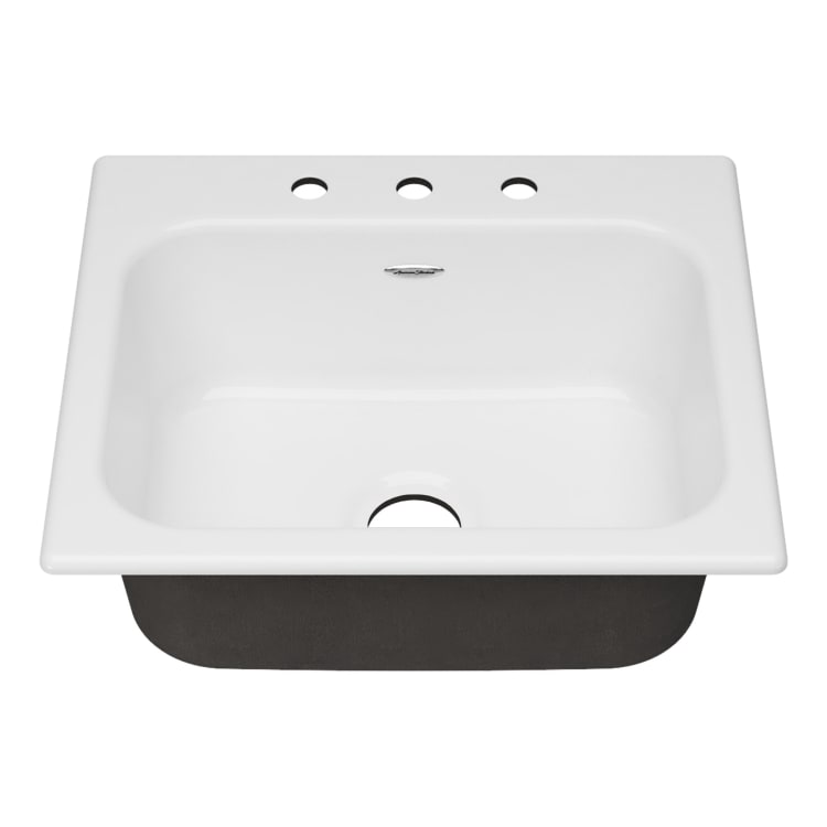 American Standard 77SB25223.308 Quince® Kitchen Sink, Brilliant White, Rectangular Shape, 15-3/4 in L x 21-7/16 in W x 8-7/8 in D Bowl, 3 Faucet Holes, 21-15/16 in L x 25 in W x 8-7/8 in H, Cast Iron