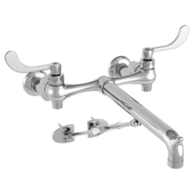 American Standard 8345115.002 Exposed Yoke Service Sink Faucet With Bottom Brace and Supply Stops, 8 in Center, Polished Chrome, 2 Handles, Wall Mount, Import