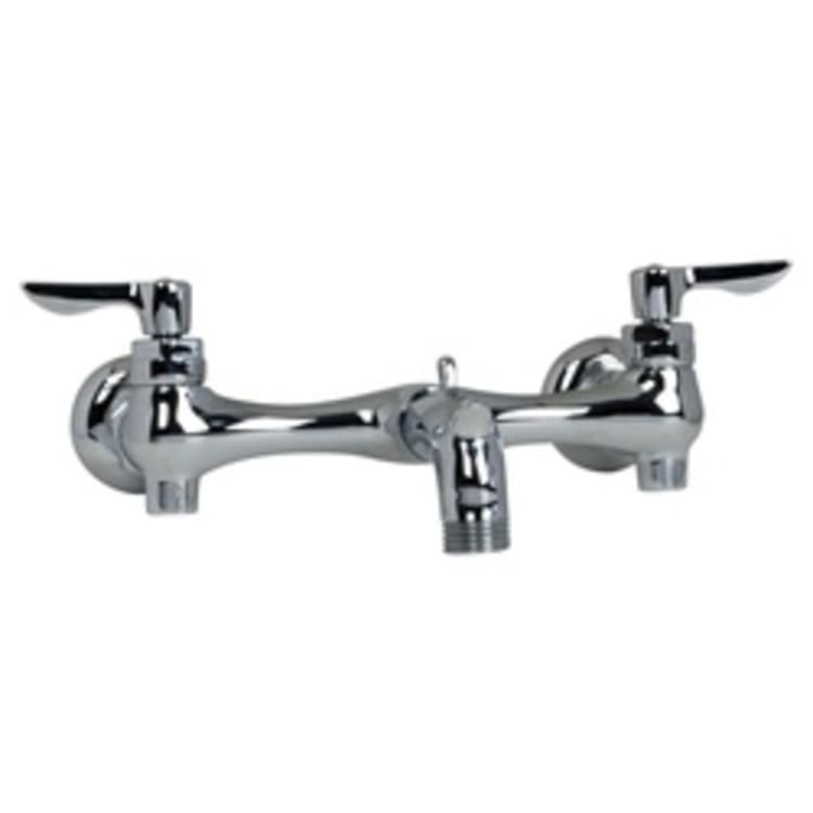 American Standard 8350235.002 Service Sink Faucet, 20 gpm, 7-3/4 to 8-1/4 in Center, Polished Chrome, 2 Handles, Wall Mount, Import