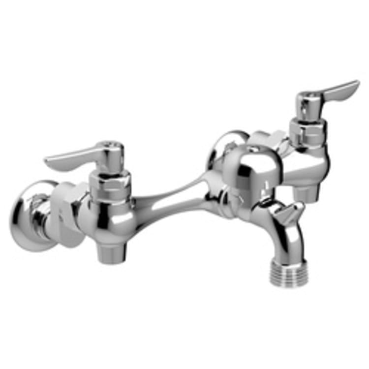 American Standard 8351076.002 Exposed Yoke Utility Faucet With Vacuum Breaker and Offset Shanks, 2.2 gpm, Polished Chrome, 2 Handles, Wall Mount, Import