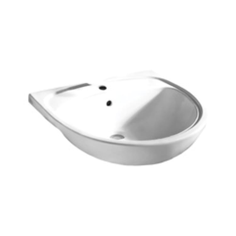 American Standard 9960.001.020 Mezzo™ Self-Rimming Bathroom Sink With Rear Overflow, Oval, 22 in W x 21-1/2 in D x 6 in H, Semi-Countertop Mount, Fireclay, White, Import