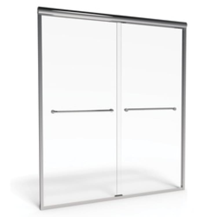 American Standard AM00370400.213 Euro Sliding Shower Door, 44 to 48 in W Opening, Frameless, 1/4 in THK Glass, Silver, Import