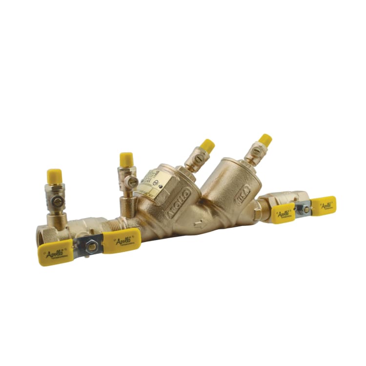 Apollo™ 4ALF105A2F 4ALF-100 Standard Backflow Preventer, 1 in Nominal, Shut-Off Ball Valve, Bronze Body, Dual Check, Domestic