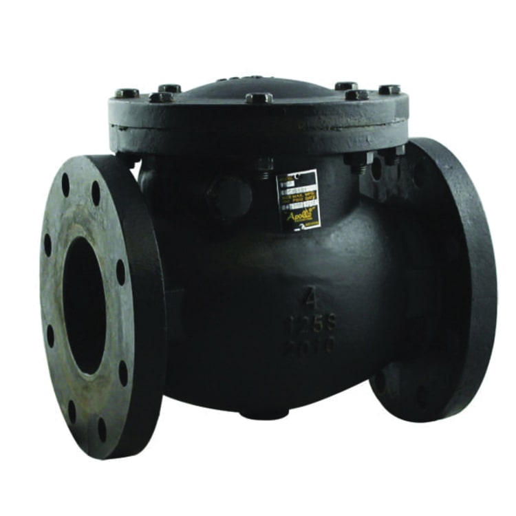 Apollo™ 6SC10AB1LFA 910F-LFA Swing Check Valve, 4 in Nominal, Flanged End Style, 125 lb, PTFE/Graphite Softgoods, Cast Iron Body