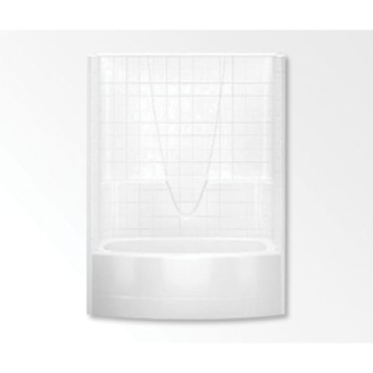 Aquatic 6036BSTMR-WH Everyday 1-Piece Integral Bowed Skirted Tub Shower, 60 in W x 71-3/4 in H, Gel-Coated/White, Domestic