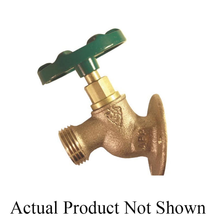 Arrowhead Brass 255SATLF Heavy Duty Solid Flange Sillcock, 1/2 x 3/4 in Nominal, FNPT x Hose End Style, Red Brass Body, T-Handle Actuator