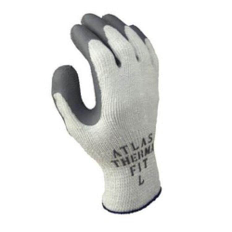 Atlas® by Showa Best 451XL-10RT 451 Therma-Fit® Flat Dipped Palm Coated Gloves, XL, Natural Rubber Palm, Gray, Polyester