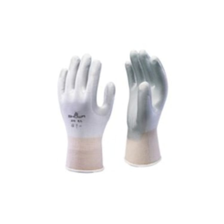 Atlas® by Showa Best 370WXL-09 General Purpose Gloves, Coated, Straight Thumb Style, XL/SZ 9, Nitrile Palm, Nylon, Gray/White, Elastic/Knit Wrist Cuff, Nitrile Coating, Resists: Abrasion, Cut, Tear, Puncture, Oil and Tear, Seamless Knit Lining