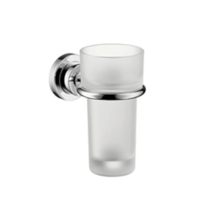 AXOR 41734000 Tumbler and Holder, Citterio, 5-3/8 in H, Crystal Glass/Solid Brass, Polished Chrome, Import