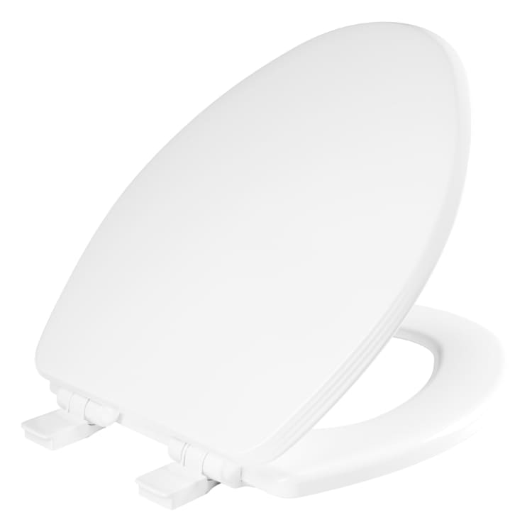 Bemis® 1600E4 000 Standard Toilet Seat With Cover, Ashland™, Elongated Bowl, Closed Front, Wood, Enamel High Gloss/White, Adjustable Hinge, Domestic