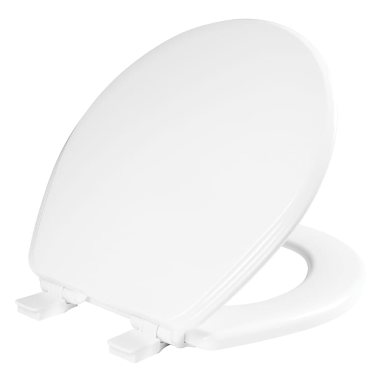 Bemis® 600E4 000 Toilet Seat With Cover, Ashland™, Round Bowl, Closed Front, Wood, Enamel High Gloss/White, Adjustable Hinge, Domestic