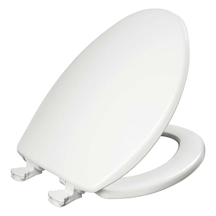 Bemis® 7300EC 000 Toilet Seat With Cover, Elongated Bowl, Closed Front, Plastic, White, Quick Release Hinge, Domestic