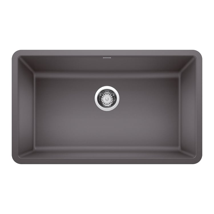 Blanco 442530 PRECIS™ SILGRANIT® Composite Sink, Cinder, Rectangle Shape, 28 in L x 16 in W x 9-1/2 in D Bowl, 30 in L x 18 in W, Under Mount, Granite