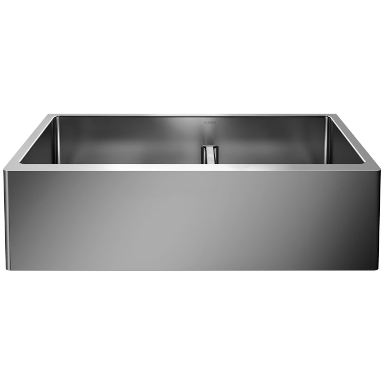 Blanco 525242 QUATRUS® 1-3/4 Low Divide Offset Bowl Apron Front Kitchen Sink, Rectangular Shape, 33 in L x 19 in W x 9.0787 in H, Farmhouse Mount, Stainless Steel, Satin, Import