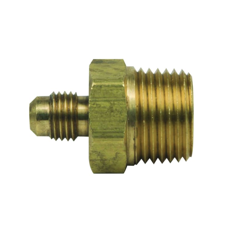 BrassCraft® 48-4-8 48 Series 45 deg Reducing Adapter With Nut, 1/2 x 1/4 in, Flare x MNPT, Brass, Domestic