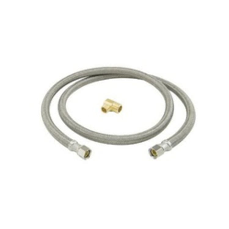 BrassCraft® Speedi Plumb® PLUS B1-60DW6 D Flexible Braided Water Dishwasher Connector, 3/8 in, Compression, 60 in L, 125 psi, Polymer