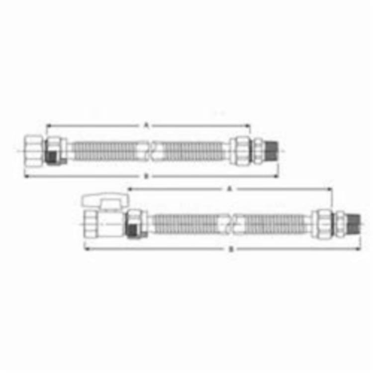 BrassCraft® ProCoat® CSSC21-18 Gas Connector, 3/4 in, FNPT Straight x MNPT Straight, 18 in L, 304L Stainless Steel, Domestic