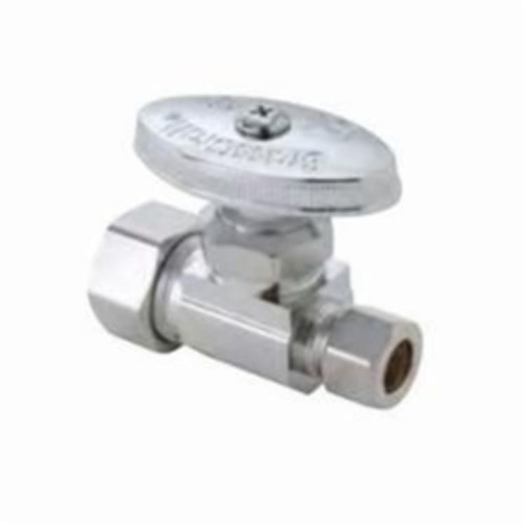 BrassCraft® OCR34X C OCR11X Multi-Turn Straight Stop, 1/2 in Nominal, Compression, 125 psi, Brass Body, Polished Chrome, Domestic