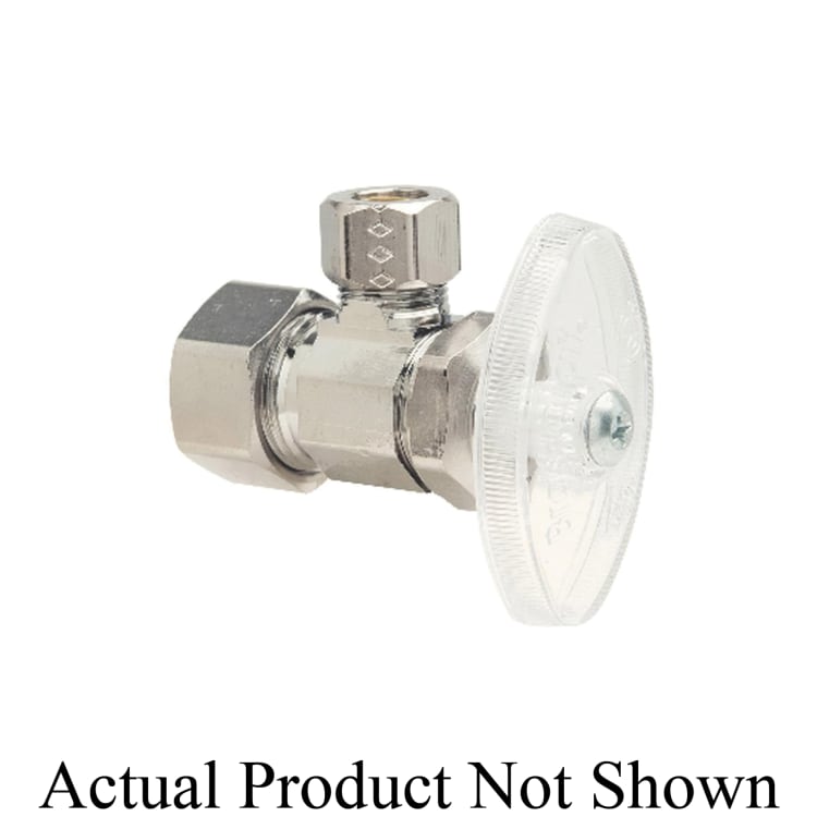 BrassCraft® OCR19PXX C Multi-Turn Water Supply Stop With Tube insert, 1/2 x 3/8 in Nominal, Compression x OD Compression, 125 psi, Brass Body, Polished Chrome, Domestic