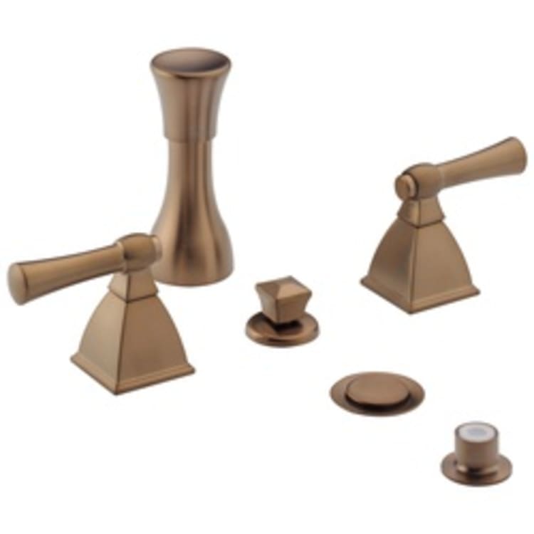 Brizo® 6340-BZ Vesi® Bidet Faucet, 5 to 8 in Center, 3 Handles, Pop-Up Drain, Brilliance® Brushed Bronze, Domestic, Commercial