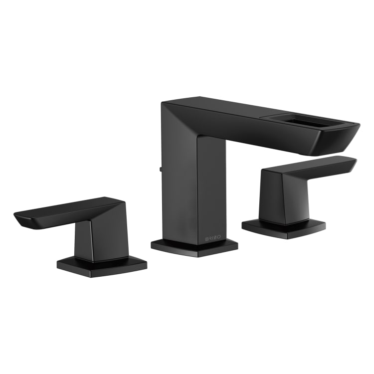 Brizo® 65386LF-BL-ECO Vettis™ Widespread Lavatory Faucet, 1.2 gpm, 4-7/8 in H Spout, 6 to 16 in Center, Matte Black, 2 Handles, Metal Pop-Up Drain, Domestic