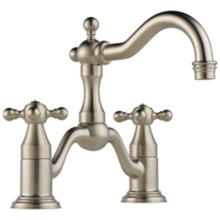 Brizo® 65538LF-BN Tresa® Widespread Bridge Lavatory Faucet, 1.5 gpm, 5-1/2 in H Spout, 8 in Center, 2 Handles, Pop-Up Drain, Brushed Nickel, Domestic, Commercial