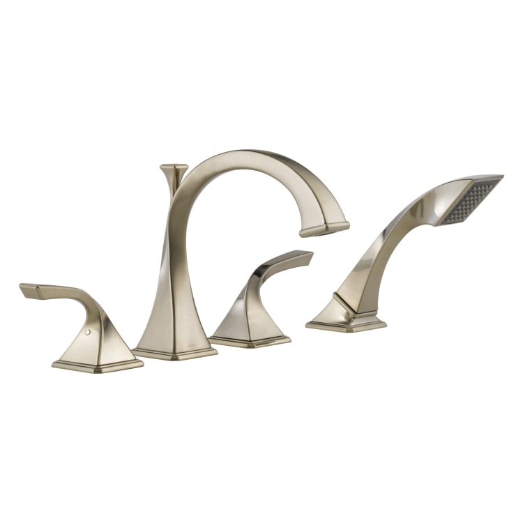 Brizo® T67430-BN Roman Tub Trim, Virage®, 18.5 gpm Flow Rate, 10 to 16 in Center, Brushed Nickel, 2 Handles, Function: Traditional, Import