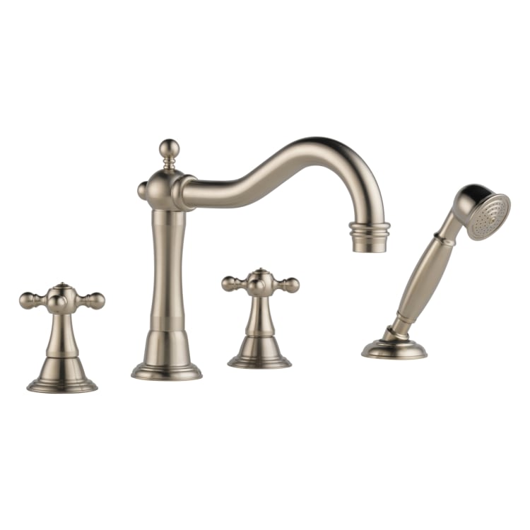 Brizo® T67438-BN Roman Tub Trim, Tresa®, 2 gpm Flow Rate, 9 to 16 in Center, Brushed Nickel, 2 Handles, Function: Traditional, Domestic
