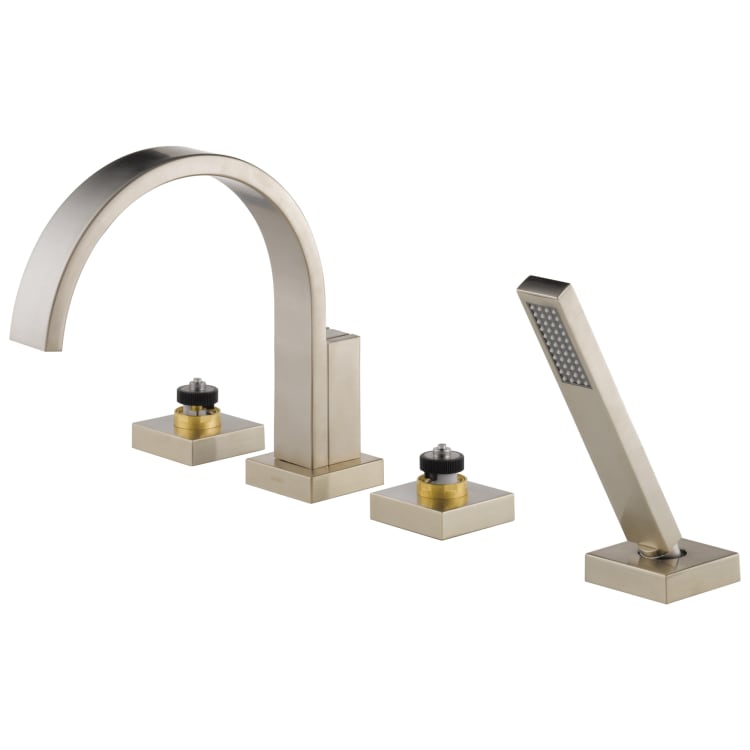 Brizo® T67480-BNLHP Roman Tub Trim, Siderna®, 18 gpm Flow Rate, 10 to 16 in Center, Brushed Nickel, 2 Handles, Function: Traditional, Import