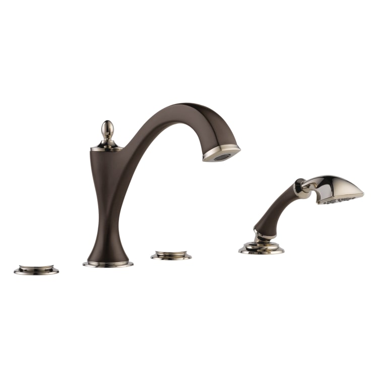 Brizo® T67485-PNCOLHP Roman Tub Trim, Charlotte®, 10 to 16 in Center, Cocoa Bronze/Polished Nickel, 2 Handles, Function: Traditional, Import