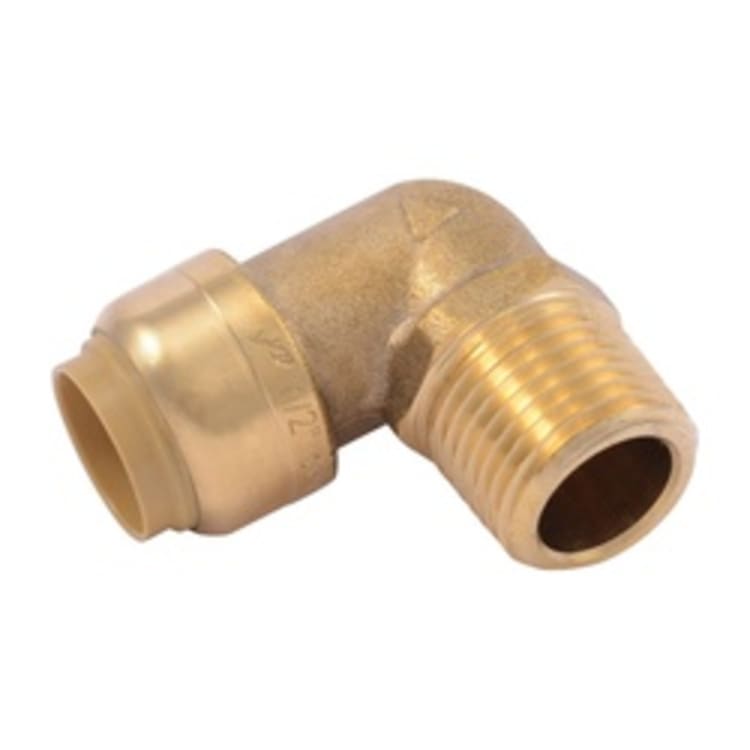 Sharkbite® U280LF Male Elbow, 1/2 in Nominal, Push-Fit x MNPT End Style, Brass, Import