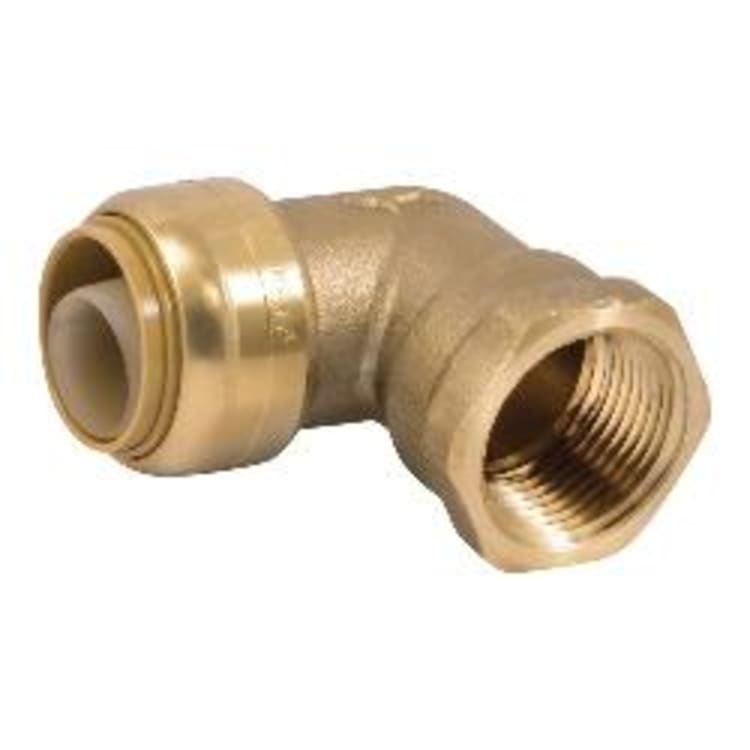 Sharkbite® U314LF Female Elbow, 3/4 in Nominal, Push-Fit x FNPT End Style, Brass, Import