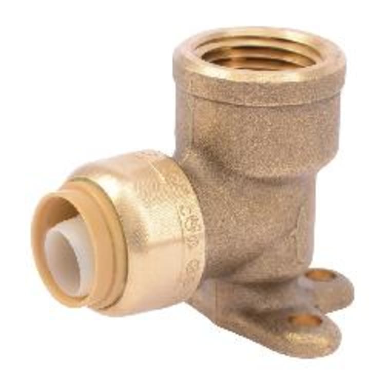 Sharkbite® U334LF 90 deg Drop-Ear Elbow, 1/2 in Nominal, Push-Fit x FNPT End Style, Brass, Import