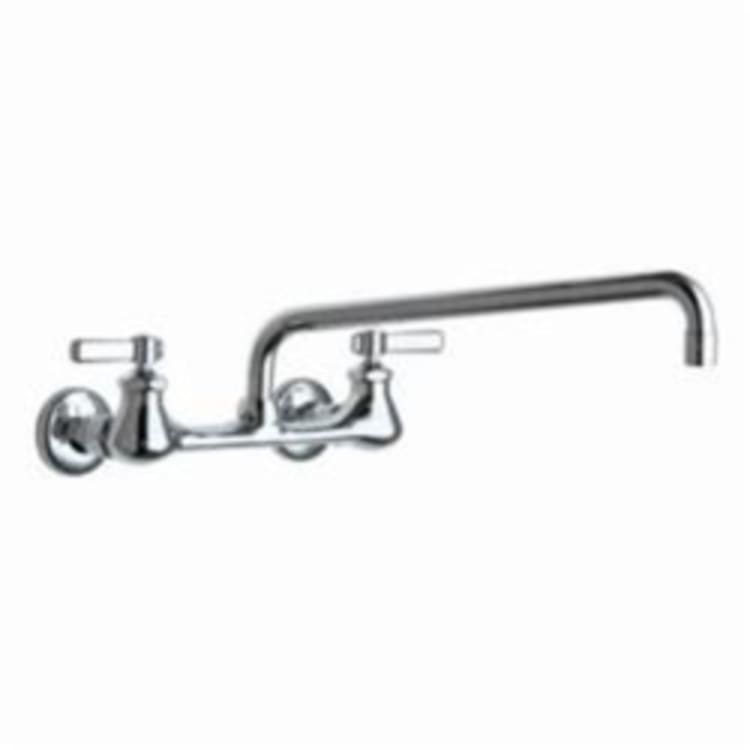 Chicago Faucet® 540-LDL15WXFABCP Hot and Cold Water Sink Faucet, 2.2 gpm, 8 in Center, Chrome Plated, 2 Handles, Domestic, Commercial