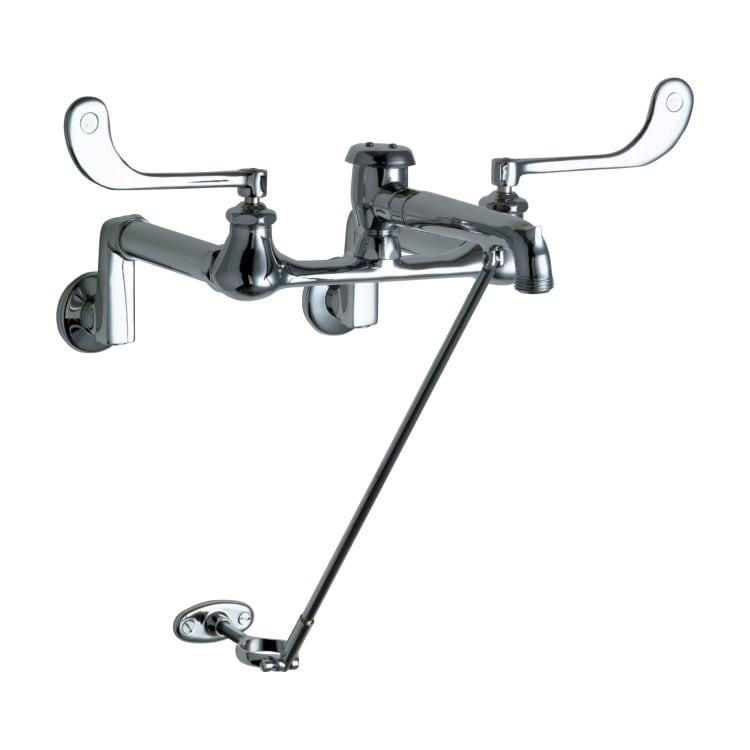 Chicago Faucet® 815-VBCP Hot and Cold Water Sink Faucet, Wall Mount, 2 Handles, 8 in Center, 8.5 gpm Flow Rate, Polished Chrome