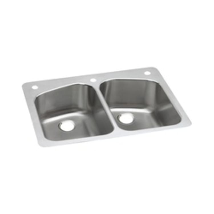 Elkay® DPXSR233221 Dayton® Dual Mount Sink, Rectangular, 1 Faucet Hole, 22 in W x 33 in D x 8 in H, Top/Under Mount, Stainless Steel, Satin, Domestic