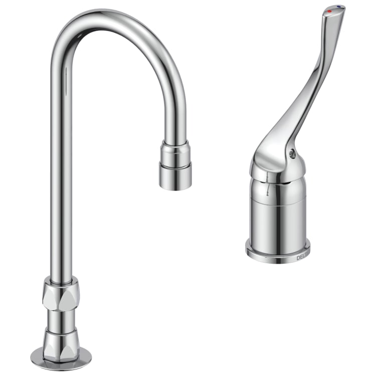 DELTA® 24T2633 Single Control Widespread Lavatory Faucet, TECK®, Commercial, 1.5 gpm Flow Rate, 6.7 in H Spout, 4 to 16 in Center, Polished Chrome, 1 Handles, Import