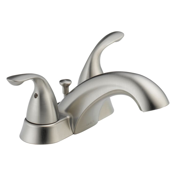 DELTA® 2523LF-SSMPU Centerset Lavatory Faucet, Classic, Stainless Steel, 2 Handles, Metal Pop-Up Drain, 1.2 gpm