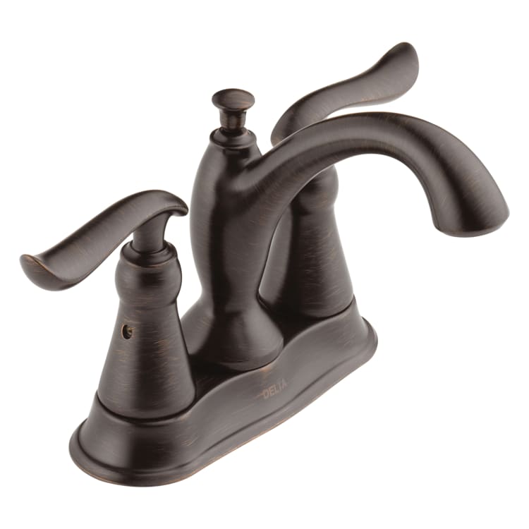 DELTA® 2594-RBMPU-DST Linden™ Centerset Lavatory Faucet, Venetian Bronze, 2 Handles, Metal Pop-Up Drain, 1.2 gpm Flow Rate