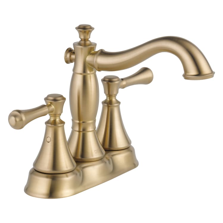 DELTA® 2597LF-CZMPU Centerset Bathroom Faucet, Cassidy™, Champagne Bronze, 2 Handles, Metal Pop-Up Drain, 1.2 gpm Flow Rate
