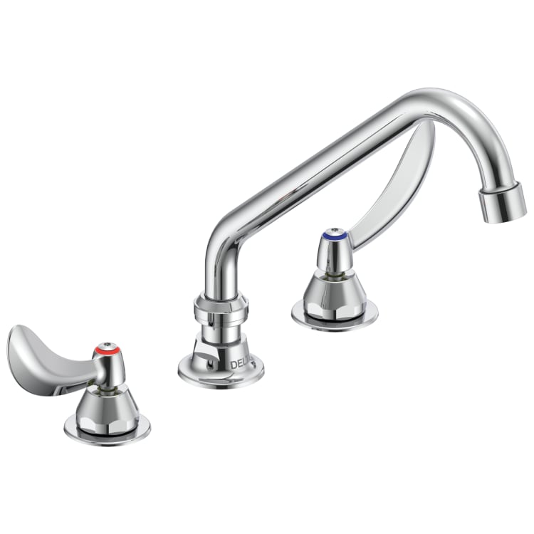 DELTA® 27C2234 TECK® Below Deckmount Sink Faucet, Commercial, 1.5 gpm Flow Rate, 6.26 in H Spout, 8 in Center, Polished Chrome, 2 Handles, Import