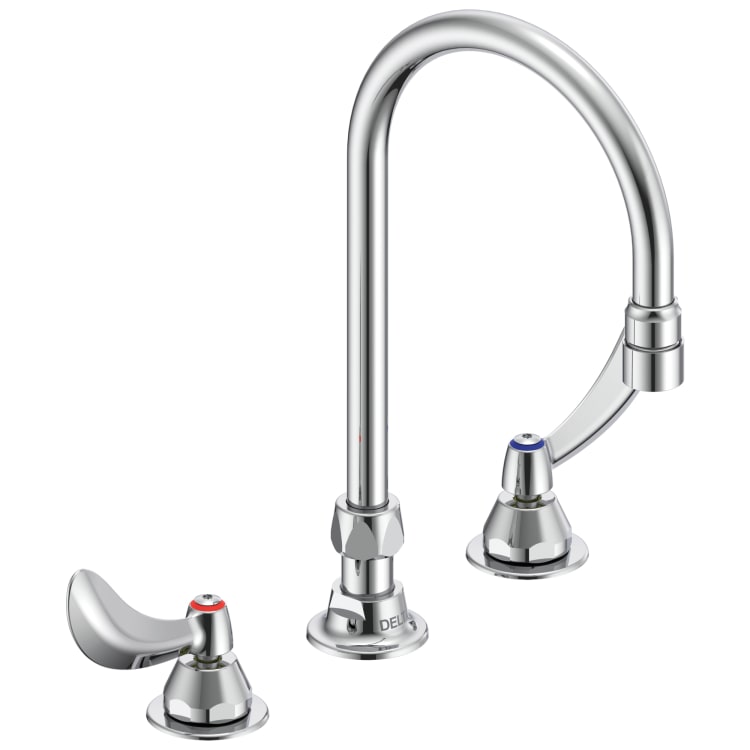 DELTA® 27C2944 TECK® Below Deckmount Sink Faucet, Commercial, 1.5 gpm Flow Rate, 10-13/32 in H Spout, 8 in Center, Polished Chrome, 2 Handles, Import