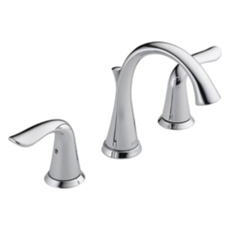 DELTA® 3538-MPU-DST Lahara® Widespread Lavatory Faucet, 1.5 gpm, 3-5/8 in H Spout, 4 to 16 in Center, 2 Handles, Pop-Up Drain, Chrome Plated, Commercial