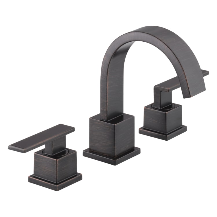 DELTA® 3553LF-RB Vero® Widespread Lavatory Faucet, Commercial, 1.5 gpm Flow Rate, 2-5/8 in H Spout, 6 to 16 in Center, Brilliance® Venetian Bronze, 2 Handles, Pop-Up Drain, Import