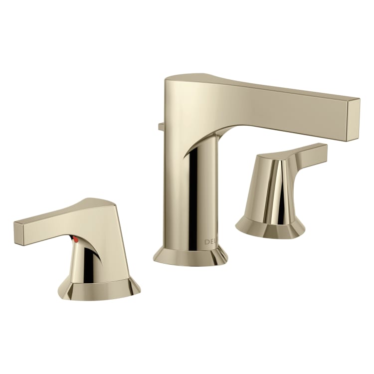DELTA® 3574-PNMPU-DST Zura™ Widespread Lavatory Faucet, Commercial, 1.2 gpm Flow Rate, 4-7/16 in H Spout, 4 to 16 in Center, Brilliance® Polished Nickel, 2 Handles, Pop-Up Drain, Domestic