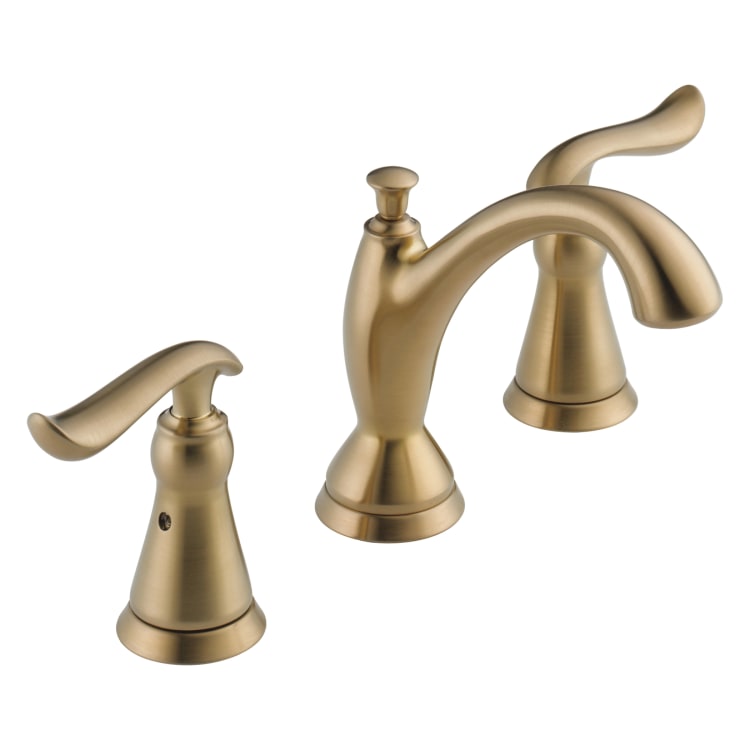 DELTA® 3594-CZMPU-DST Linden™ Widespread Lavatory Faucet, Commercial, 1.5 gpm Flow Rate, 3-3/4 in H Spout, 4 to 16 in Center, Brilliance® Champagne Bronze, 2 Handles, Pop-Up Drain, Domestic