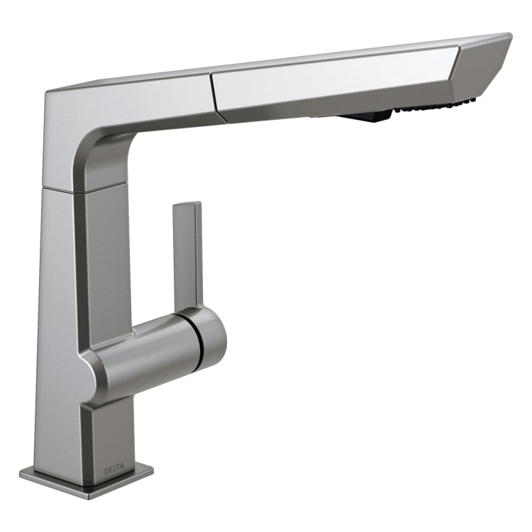 DELTA® 4193-AR-DST Pivotal™ Pull-Out Kitchen Faucet, 1.8 gpm Flow Rate, Swivel Spout, Arctic™ Stainless, 1 Handles, Domestic