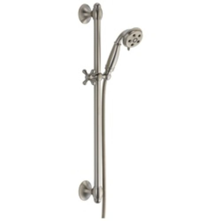 DELTA® 51308-SS Hand Shower, (3) 3 in Dia Shower Head, 2 gpm, 60 to 82 in L Hose, 1/2 in, Slide Bar: Yes, Stainless Steel